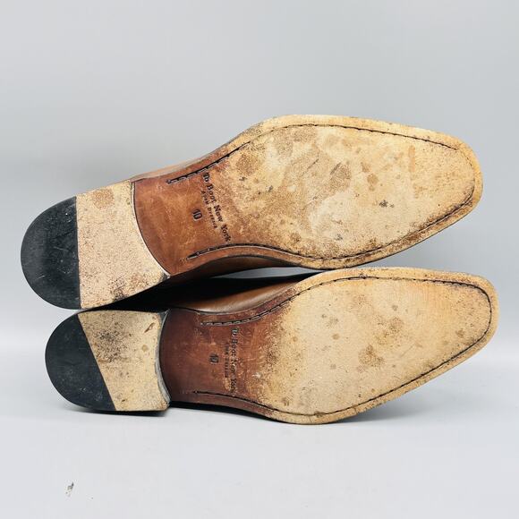 To Boot New York Shoes Mens 10 Brown Leather Adam Derrick Cap Toe Classic Dress - Picture 9 of 12